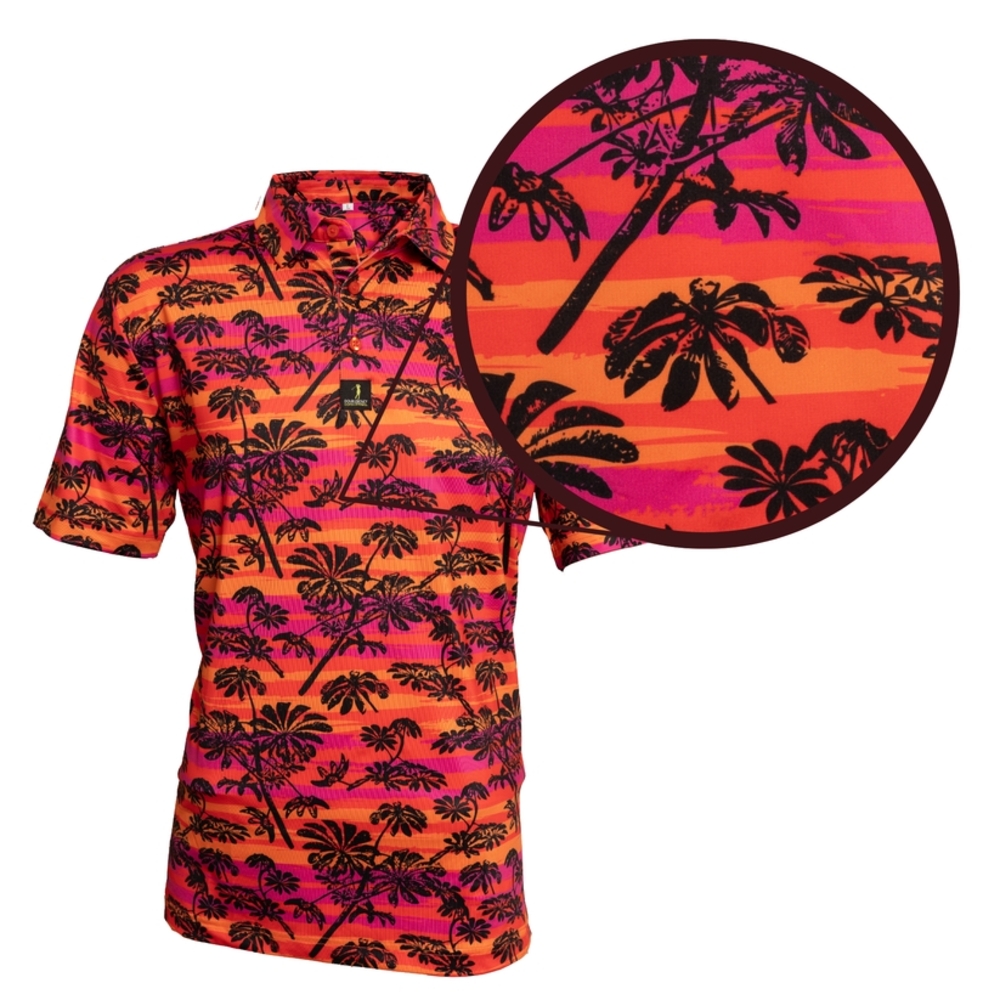 Tropical Orange and Pink Men's Polo Shirt New With Tags
